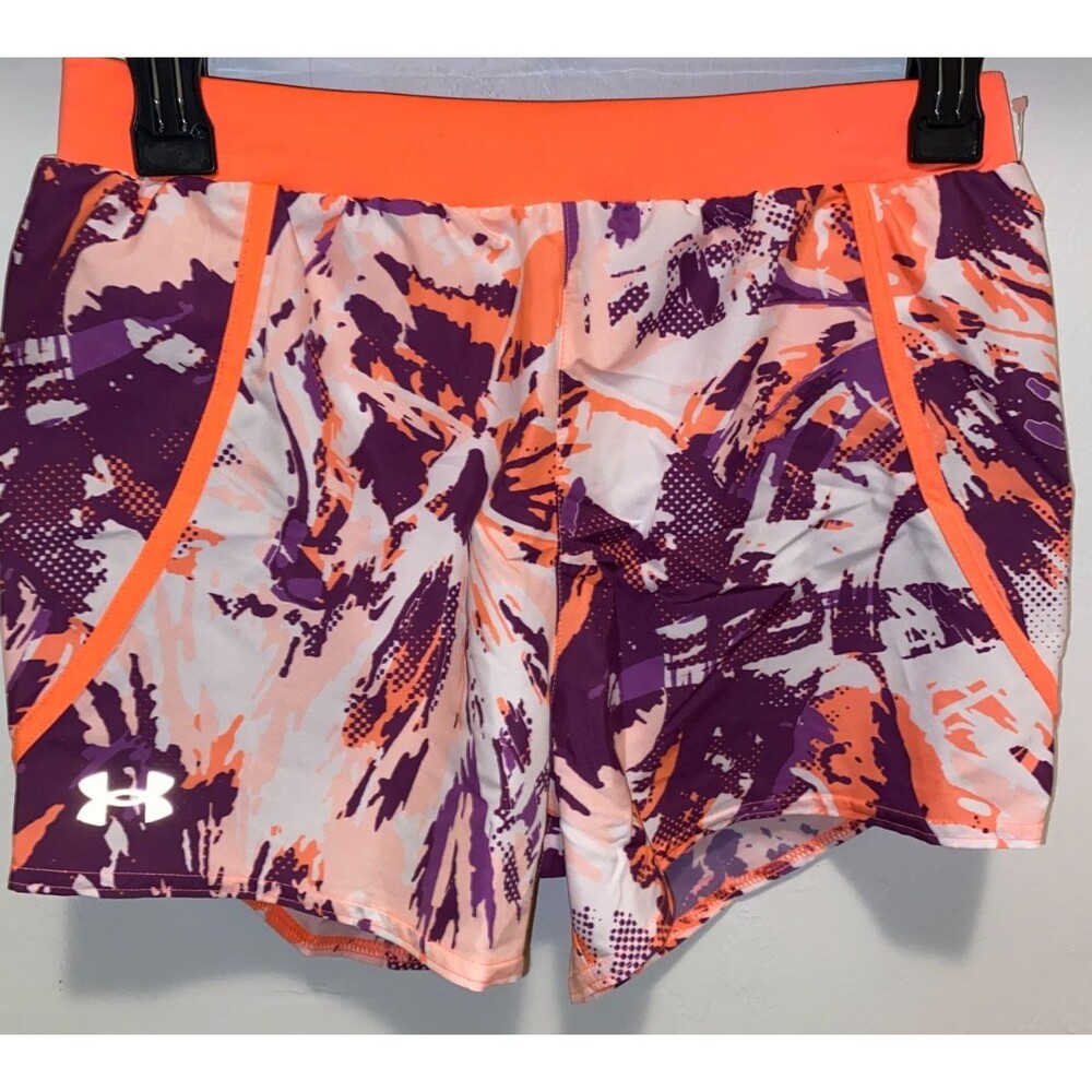 Under Armour Heat Gear Shorts Womens XS Loose Purple Orange Lined Running NWT